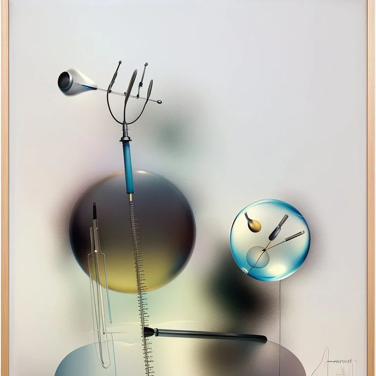 Soap Bubble,complex surgical instruments mixed with musicial instruments,minimalism,Painting By Adrian Ghenie, Rene Magritte, Salvador Dali, Lucian Freud