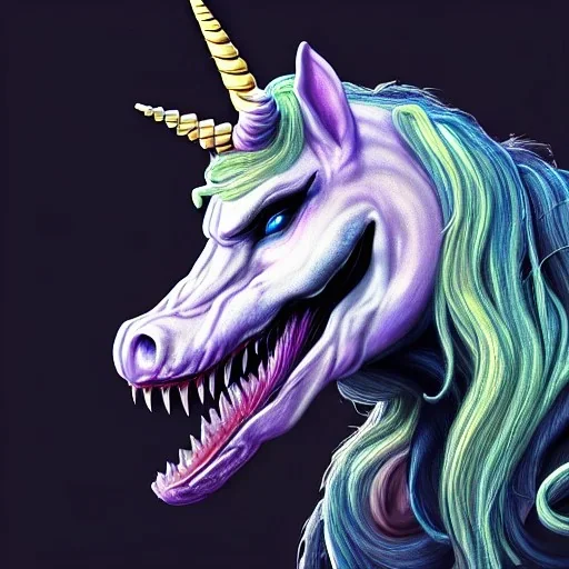 an incredibly detailed portriat of venom as a unicorn, Still-Life, Fine Art, Concept Art, Wildlife Photography, Field of View, Gamma, 8K, Full-HD, Furry, Ray Traced, Tone Mapping, insanely detailed and intricate, hypermaximalist, elegant, ornate,