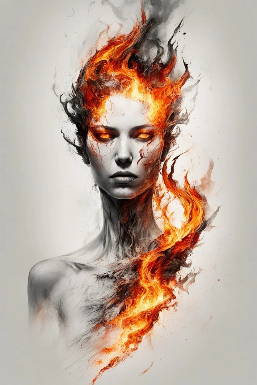 art, abstract, human, burning edges, (intense and emotional visual experience:1.5), (captivating and fiery ambiance:1.3), (dramatic and captivating essence:1.2), (fiery details:1.3), white background