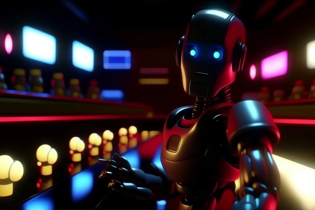 4k full details. maximum lights. A ROBOT TERMINATOR IS PLAYING AT BOWLING