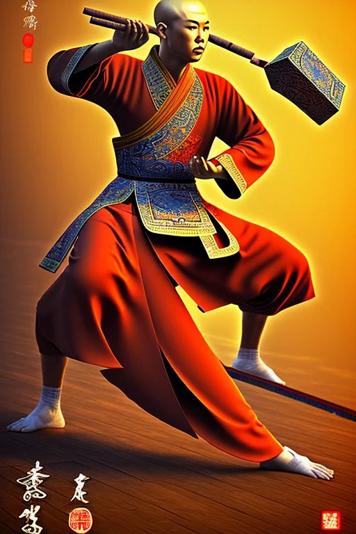 shaolin master radiating energy,crushing blocks, budokan