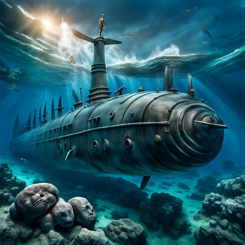 Military submarine of ancient Greece.