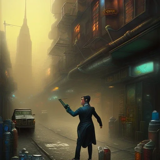 spray paint fantasy art, dirty city alley, heist action, close up human thief in shadow, book illustration