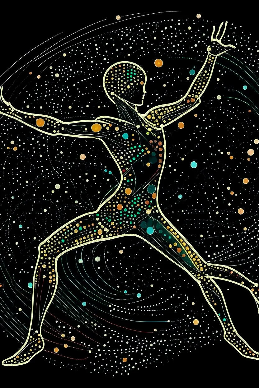 ABSTRACT LINES AND DOTS DANCING STYLE OF HIROKU OGAI