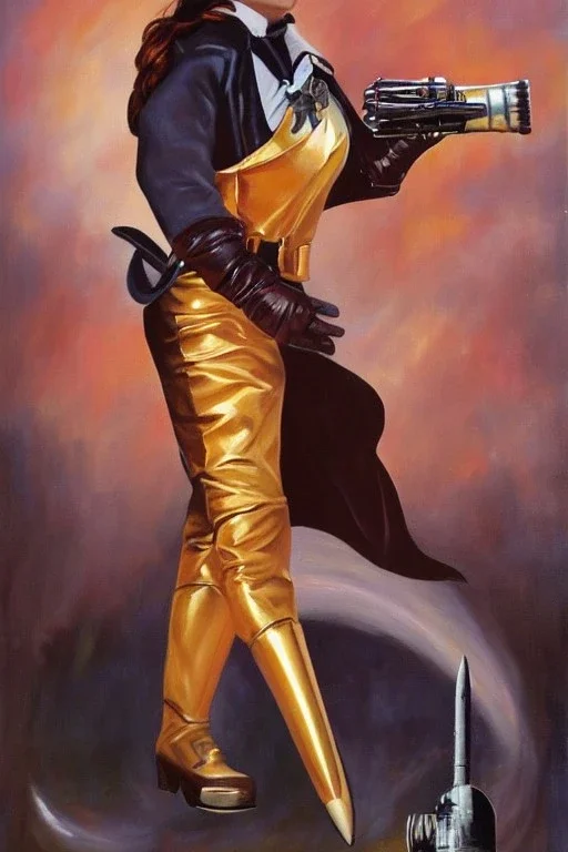 Full body portrait, painting, medium shot lady style of The Rocketeer