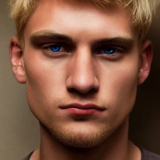 Man with brown eyes and blond hair