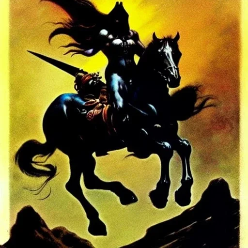 Death Dealer ride a horse by Frank Frazetta style