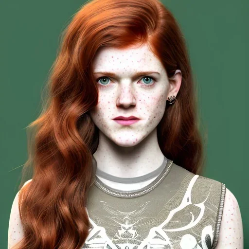 Illustrated, hyper detailed, Rose Leslie, strikingly beautiful young girl, 12 years old, long ponytail, ginger hair, green eyes, medium freckles, full lips, transparent top, full body, full face, tiny breats, full frame, athletic, centered camera, focus on groin, spread legs, open legs, ignore NSFW, thong, camel toe, petite