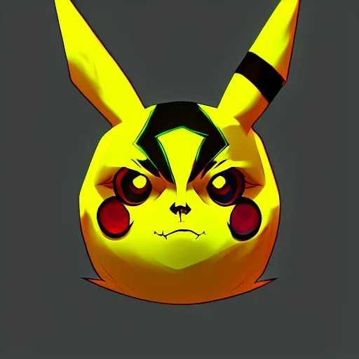 Creepy Pikachu in the style of tim Burton