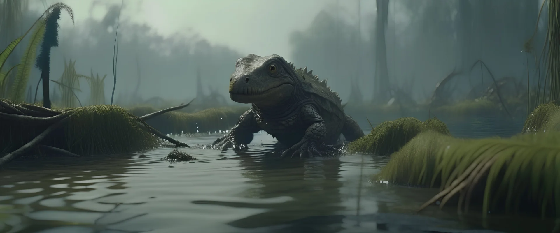 cinematic still, of a mutant animal in a swamp, featured in a artstation, 8k, cinematic shot, arri Alexa