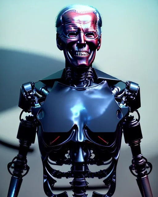 Terminator, Joe Biden as a Terminator,skeleton, evil, 8k