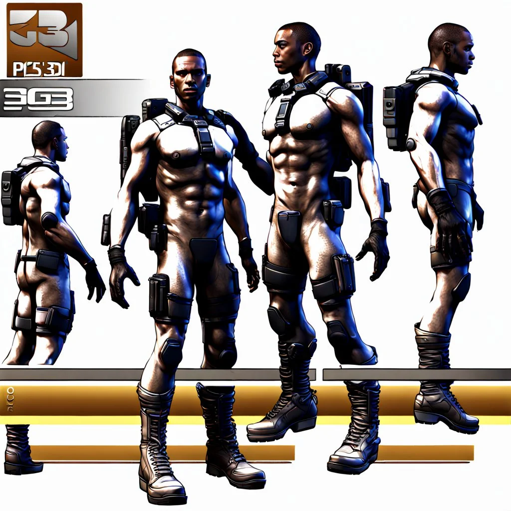 ps3 graphic, military, male, sci fi, game character, full body, t-pose, 3d render