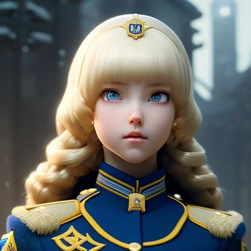 baroque oil painting character closeup portrait concept art, anime key visual of young female maid nazi secret police, studio lighting finely detailed perfect face soft features, long flowing blonde hair blue eyes, black nazi military uniform, gapmoe kuudere grimdark dictator, trending on pixiv fanbox, painted by greg rutkowski makoto shinkai takashi takeuchi studio ghibli