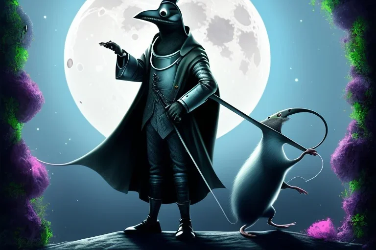 A Plague Doctor (AND) a Mouse run on the moon while expanding their minds with psychedelic mushrooms by Pixar and Dreamworks