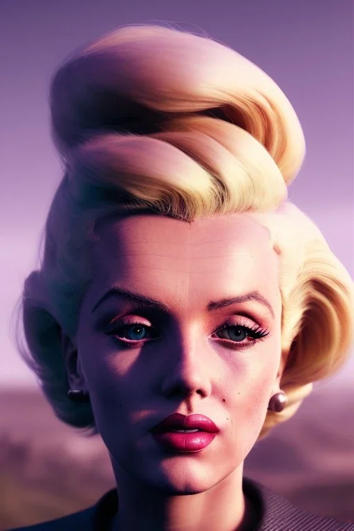 portrait, blonde woman, sweet young Marilyn Monroe face, perfect iris, tight latex coat, Strange planet background, Retro sci-fi style helmet, plants, birds, fog, rain, soft color, highly detailed, unreal engine 5, ray tracing, RTX, lumen lighting, ultra detail, volumetric lighting, 3d, finely drawn, high definition, high resolution.