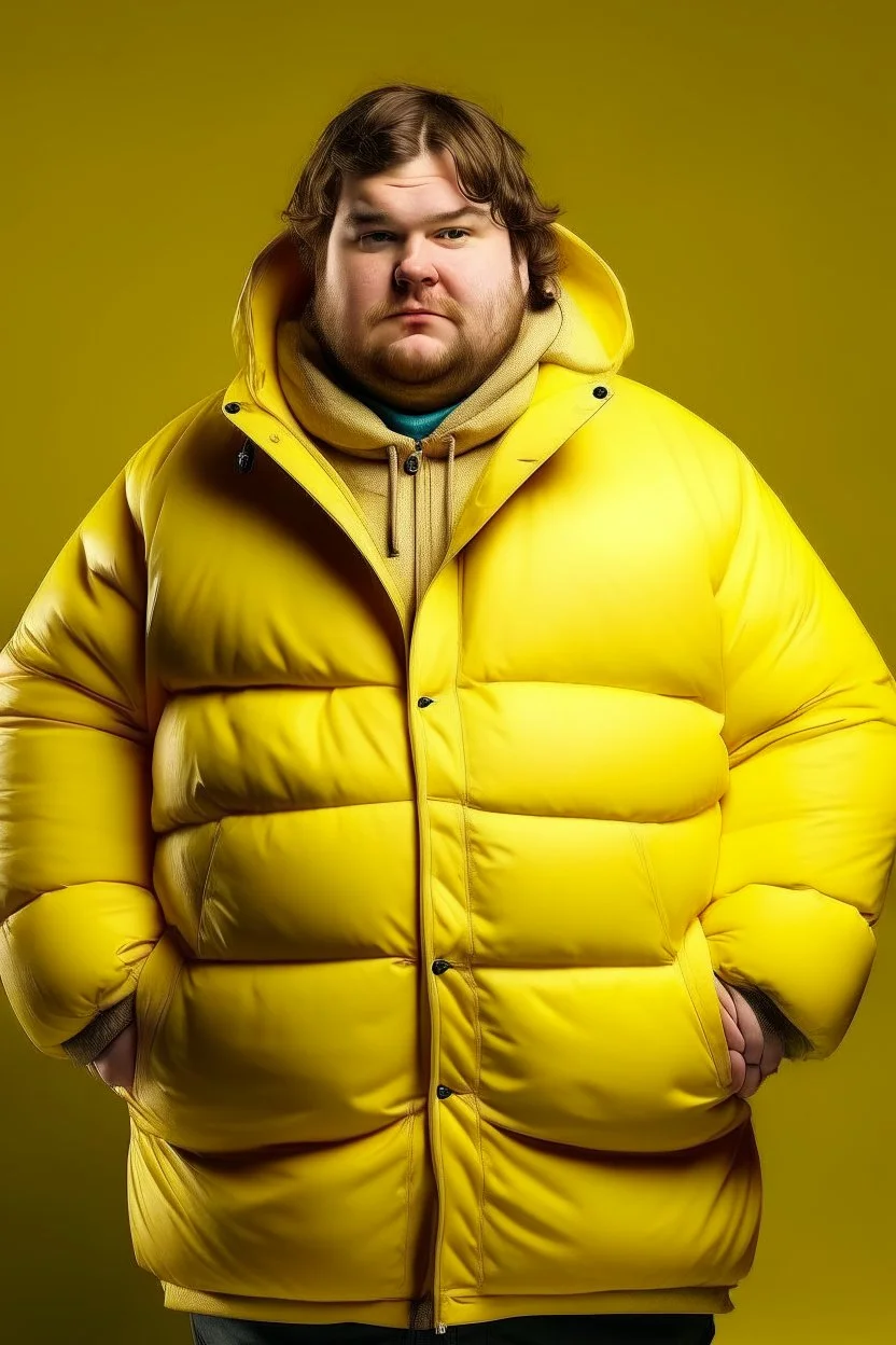 fat boy in a yellow jacket