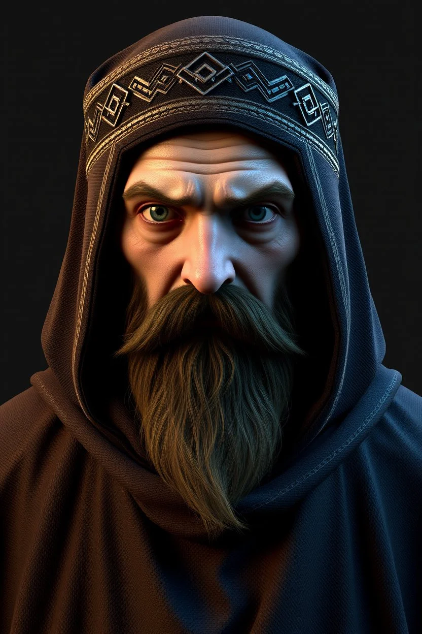 russian monk for a horror , 3d model for a videogame, template, full-length, front face, model, 3d