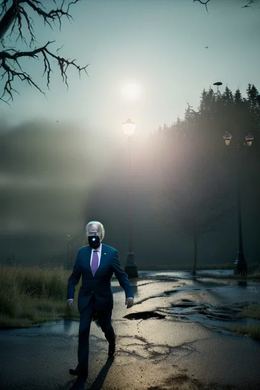 realistic image, joe biden zombie, night, walking twisted, waist up view, 80s, dark ambient, highly detailed, sky background, concept art, unreal engine 5, god rays, ray tracing, RTX, lumen lighting, ultra detail, volumetric lighting, 3d, finely drawn, high definition, high resolution.