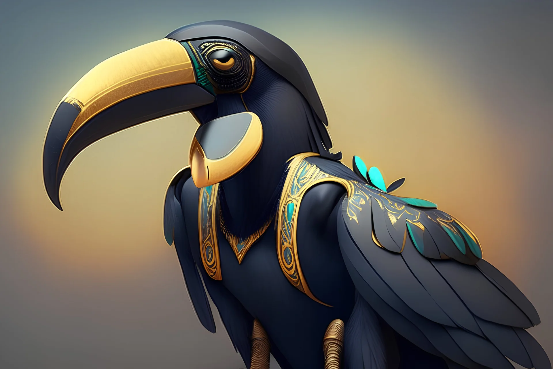 tucán negro del amazonas estilo anubis
