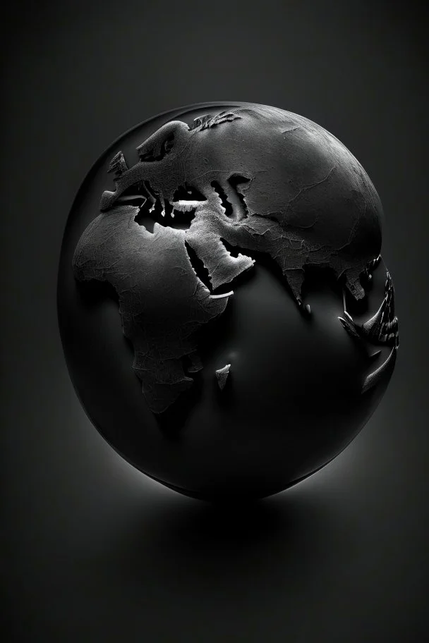 Gray globe, black background