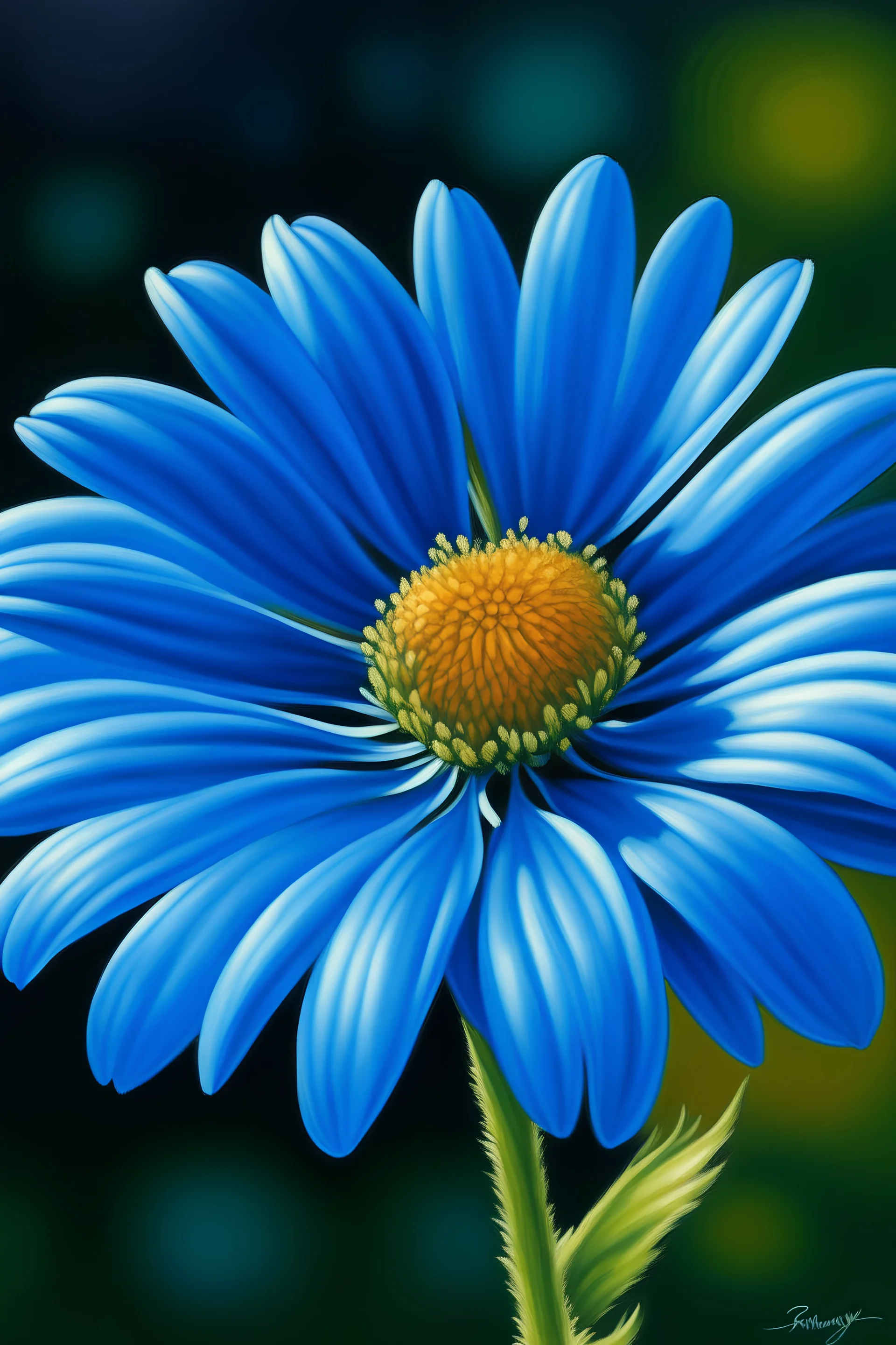 blue small daisy flower painting