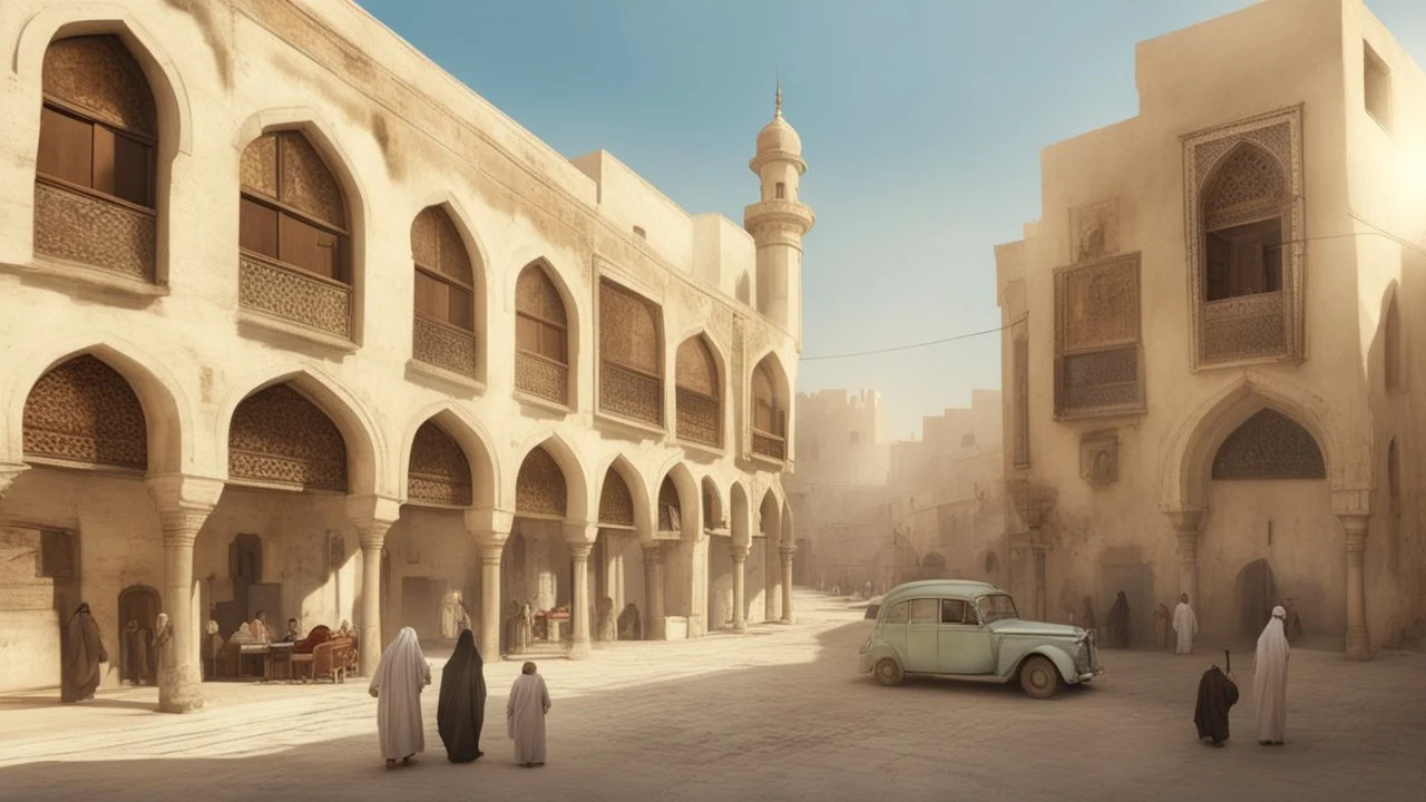 An old and beautiful Arab city and its streets are a light blue river radiant