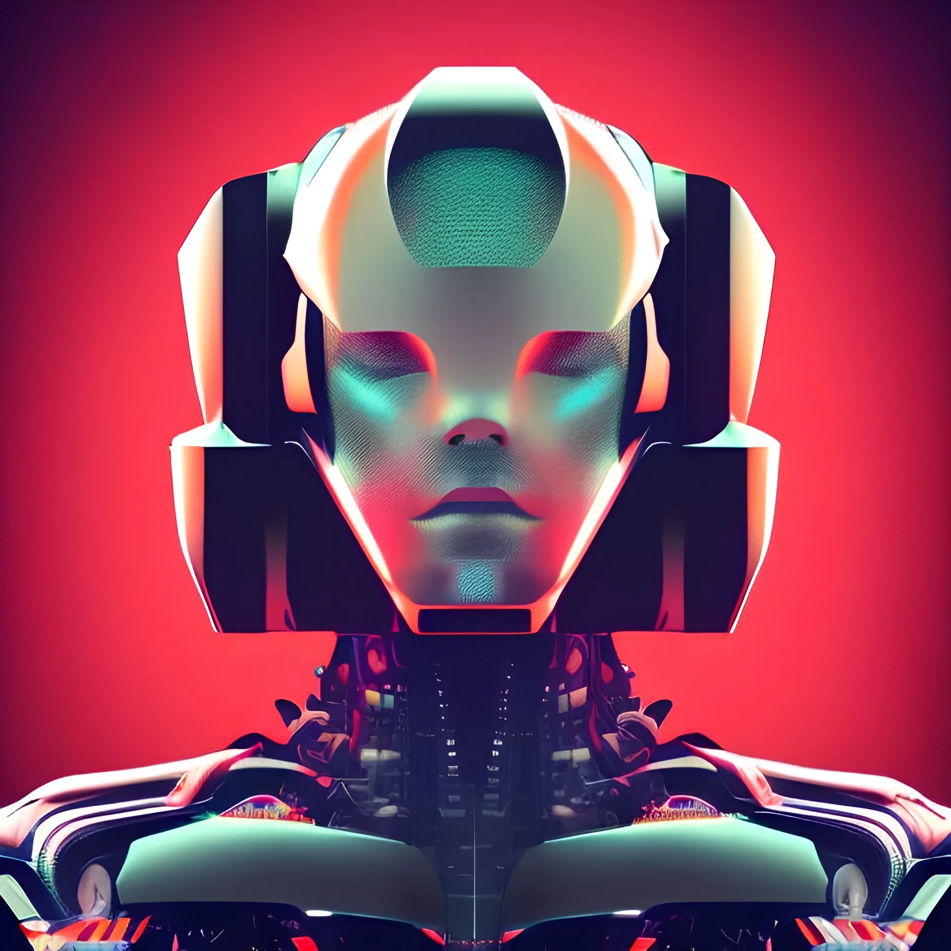 a vector illustration of a robot, profile photo, high detail, symmetric, epic, product shot, centered, solid background