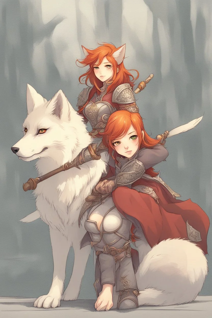 Teenaged Female Red haired kitsune paladin