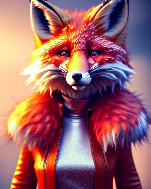 Furry fox girl, majestic, highly intricate, Realistic photography, incredibly detailed, ultra high resolution, 8k, complex 3d render, cinema 4d.