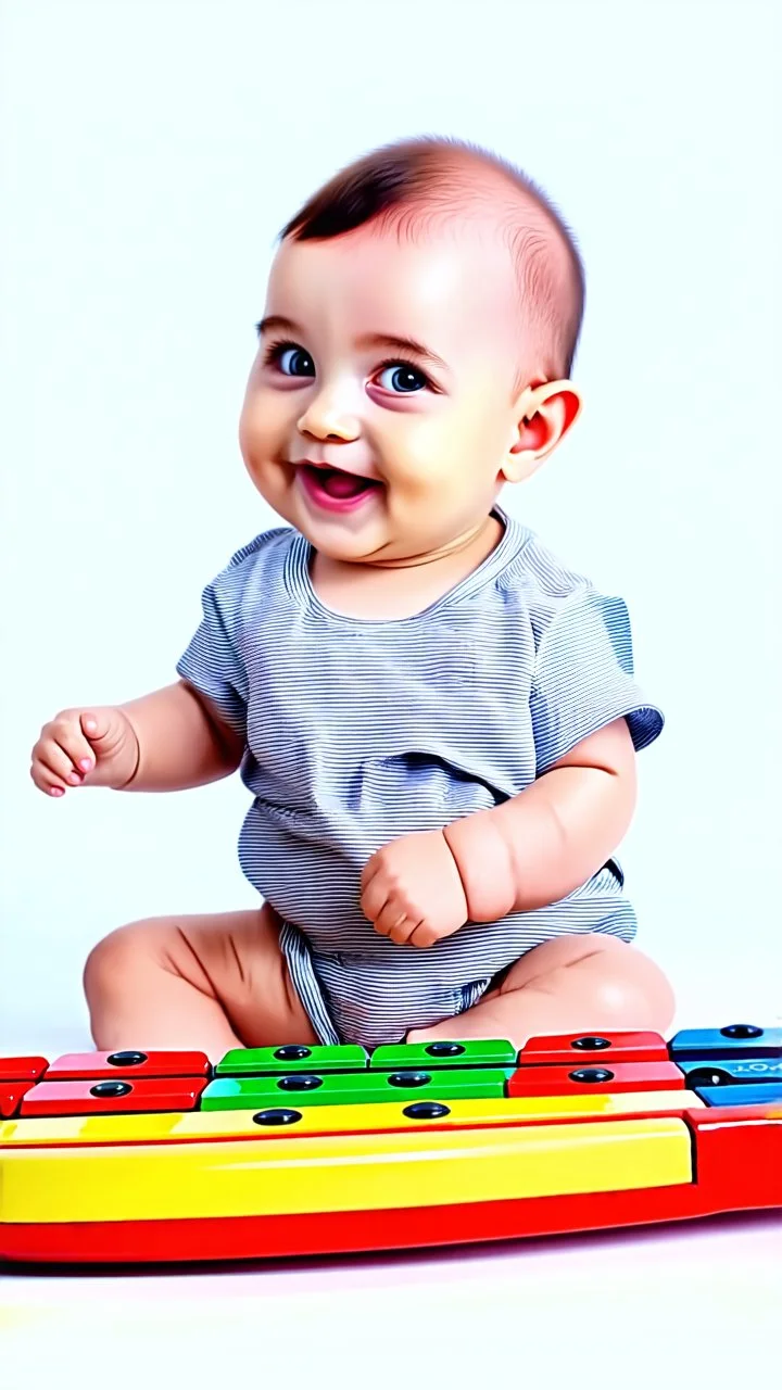 A baby with a xylophone for a back