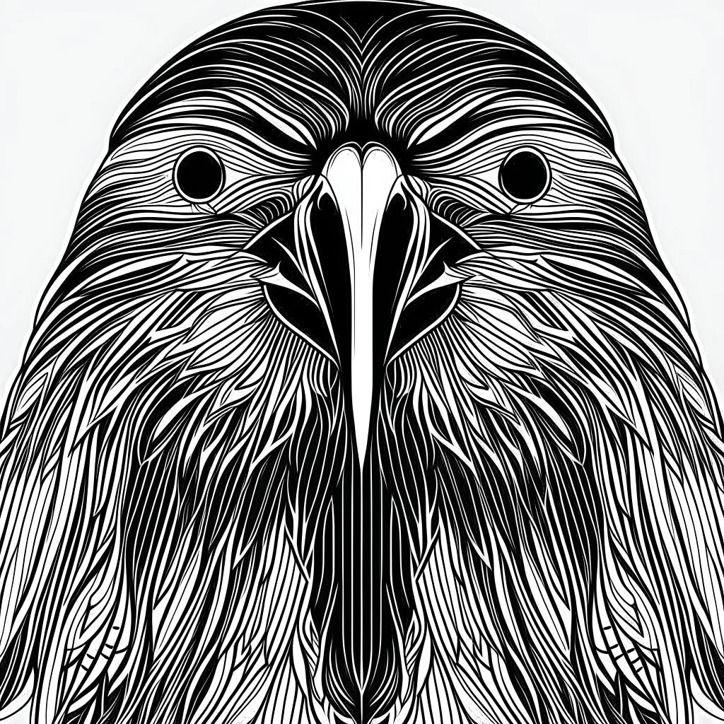 Crow, front face view, mandala, minimal lines, cartoon, white back ground color, real style, realistic, minimalistic, minimal black line art, line art, crisp line art, unique coloring sheet, outlined, outline, crisp, crisp line edges, illustration, thin lines, crisp clear lines, line art, clean line art, unique, 8k, amazing, masterpiece, no colors, no dark color, no black color, avoid thick black, minimalistic line edges, pure white back ground, image character full fit to page,