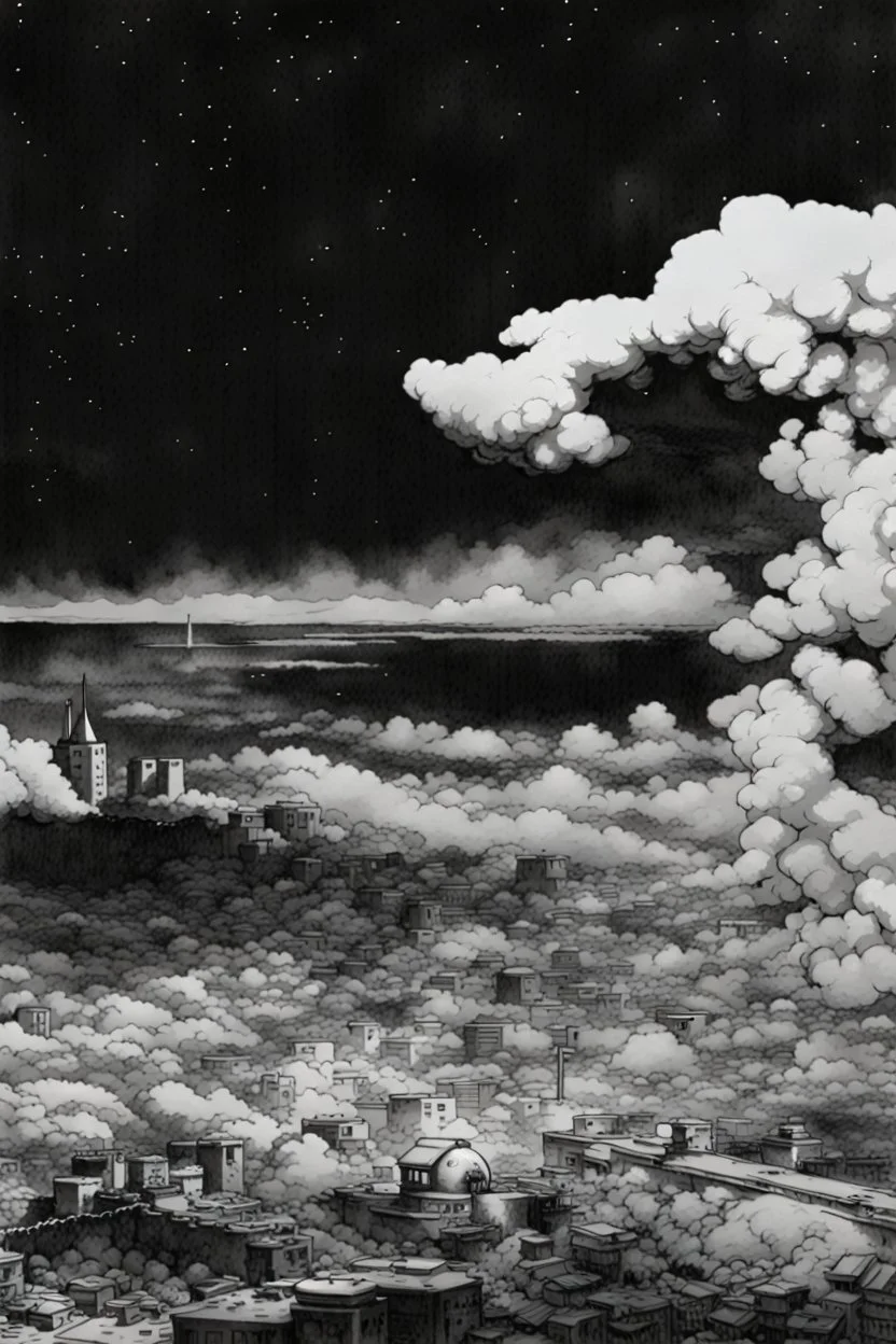 Hiroshima bomb, line arts, manga style