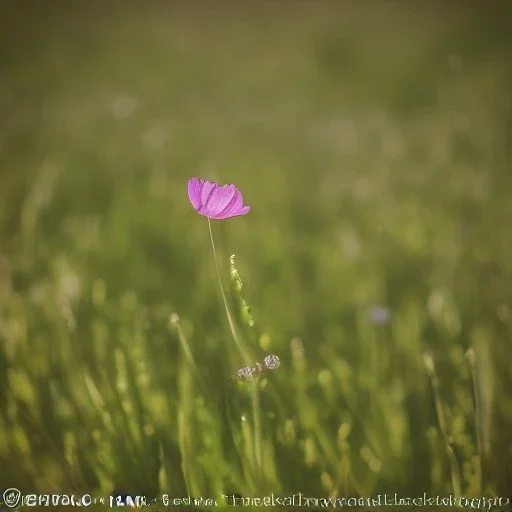 single long stem wildflower in a field, polaroid, tender, modern, award winning landscape photography, nature photography, r/mostbeautiful