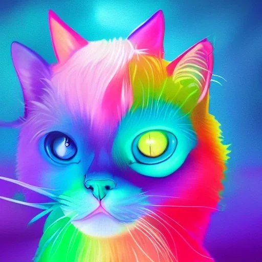 rainbow cat, cinematic lighting, vibrant, fantasy, digital illustration