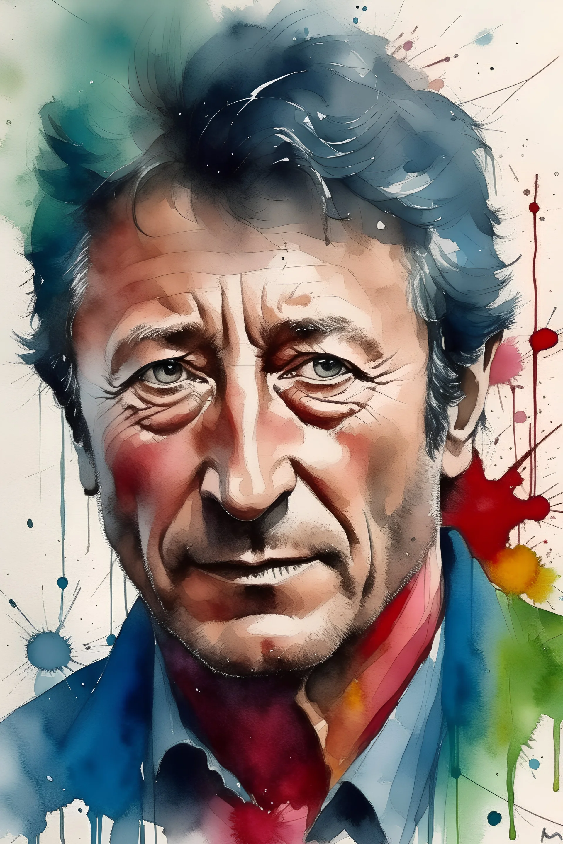 Dustin Hoffman. water color. splash