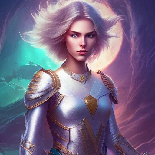 fantasy setting, woman, bicolor hair