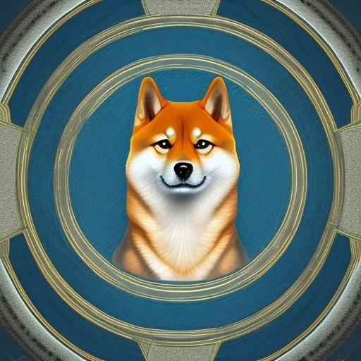 Pleiadean shiba inu with geometeric face