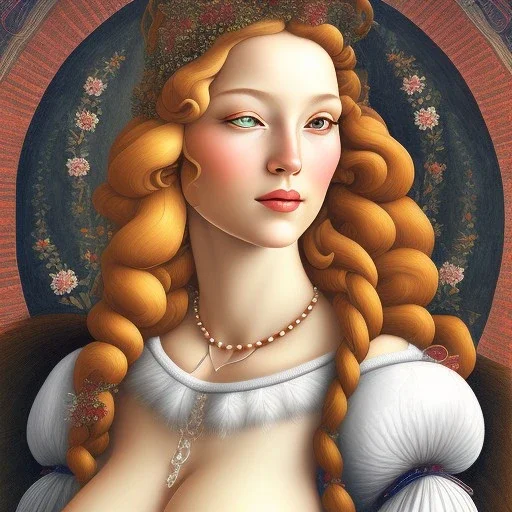 portrait of a beautiful busty woman Sandro Botticelli style smiling