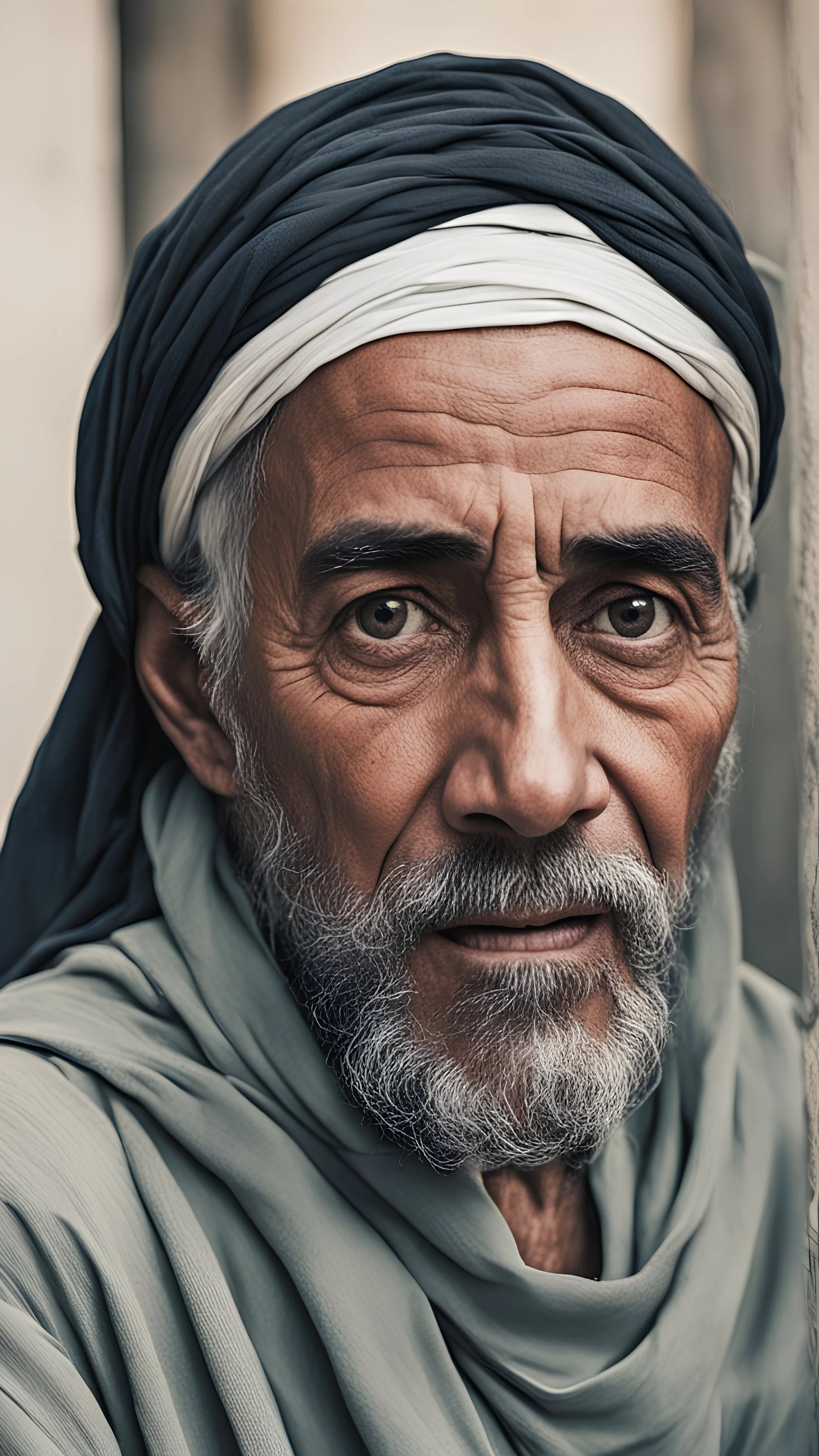 A picture of an old Arab prisoner