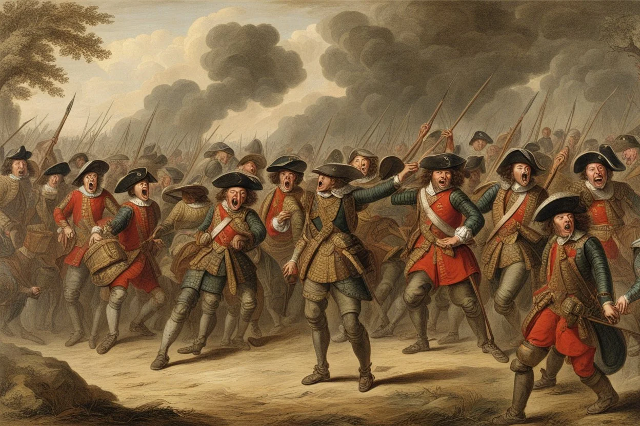 soldats anglais qui crient année 1669