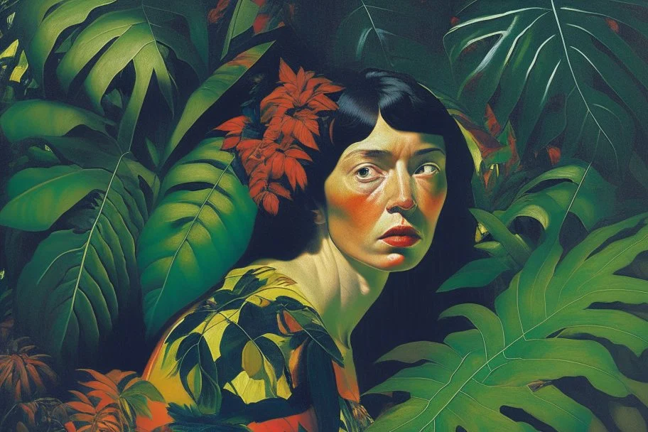 woman in colorful jungle by Caravaggio