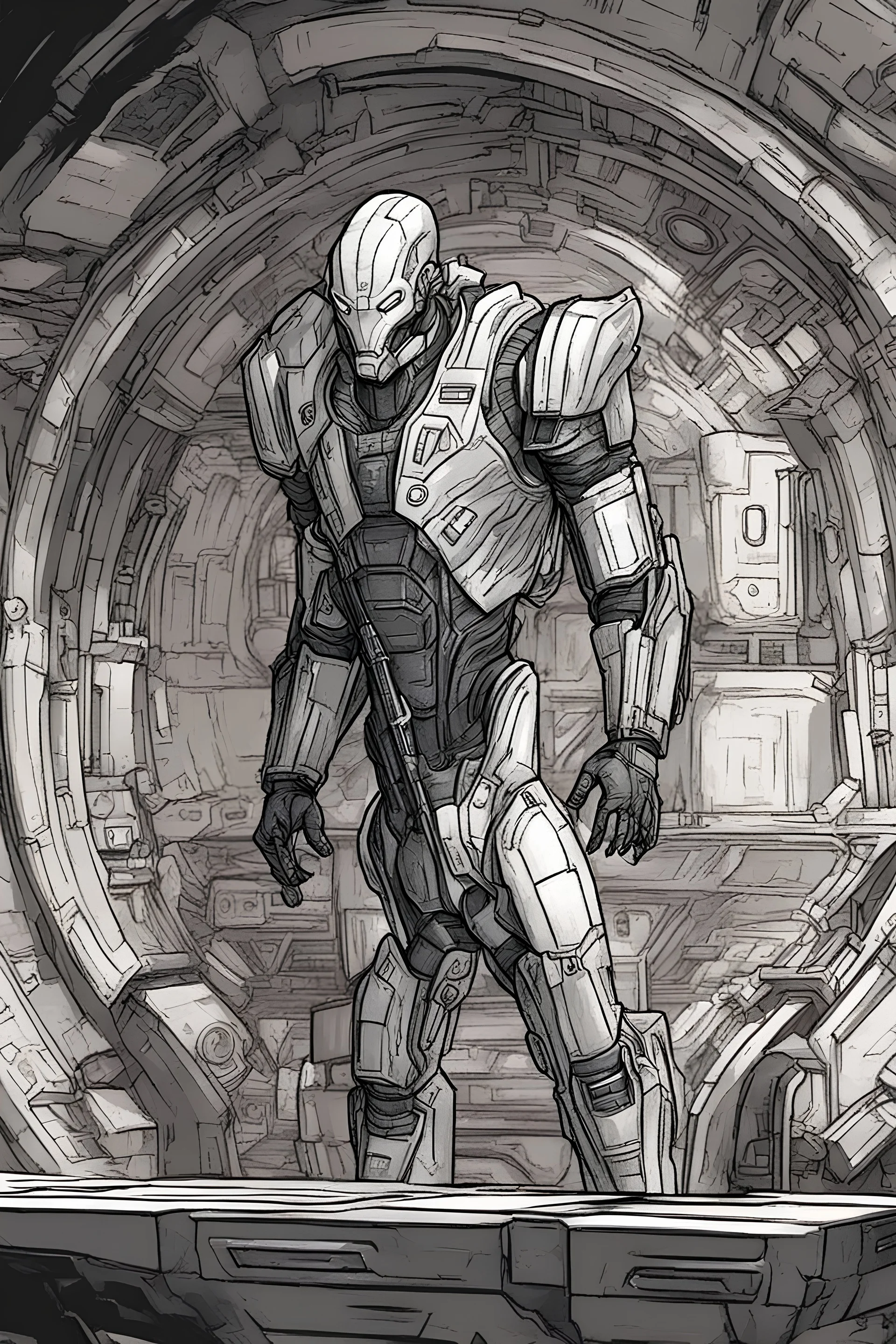 Нарисуй инженера космического корабля. Сеттинг Mass Effect.