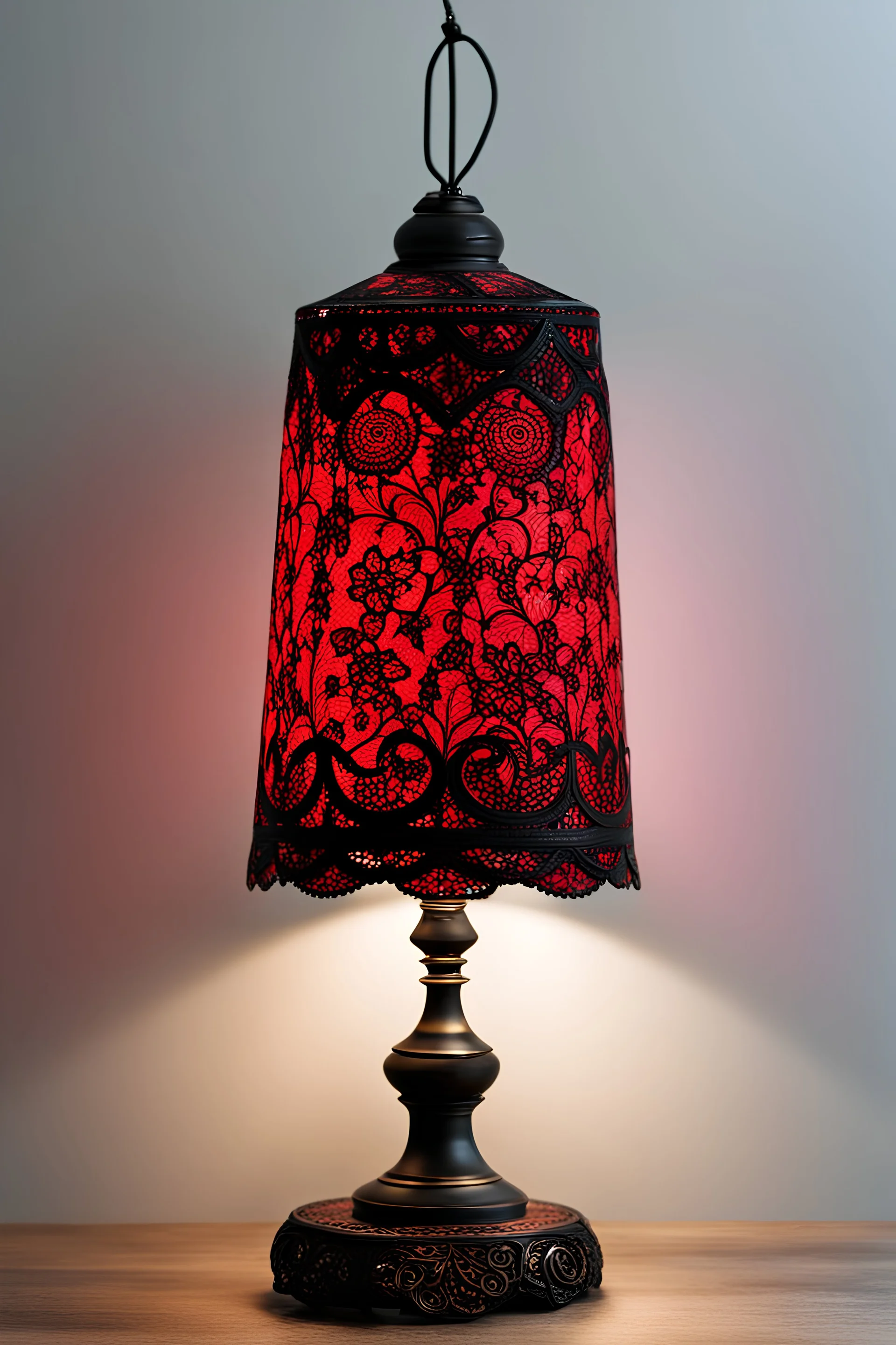 red and black lace slim ornamental lamp, 8K