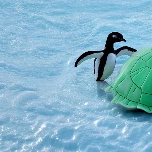 turtle and iceberg and penguin