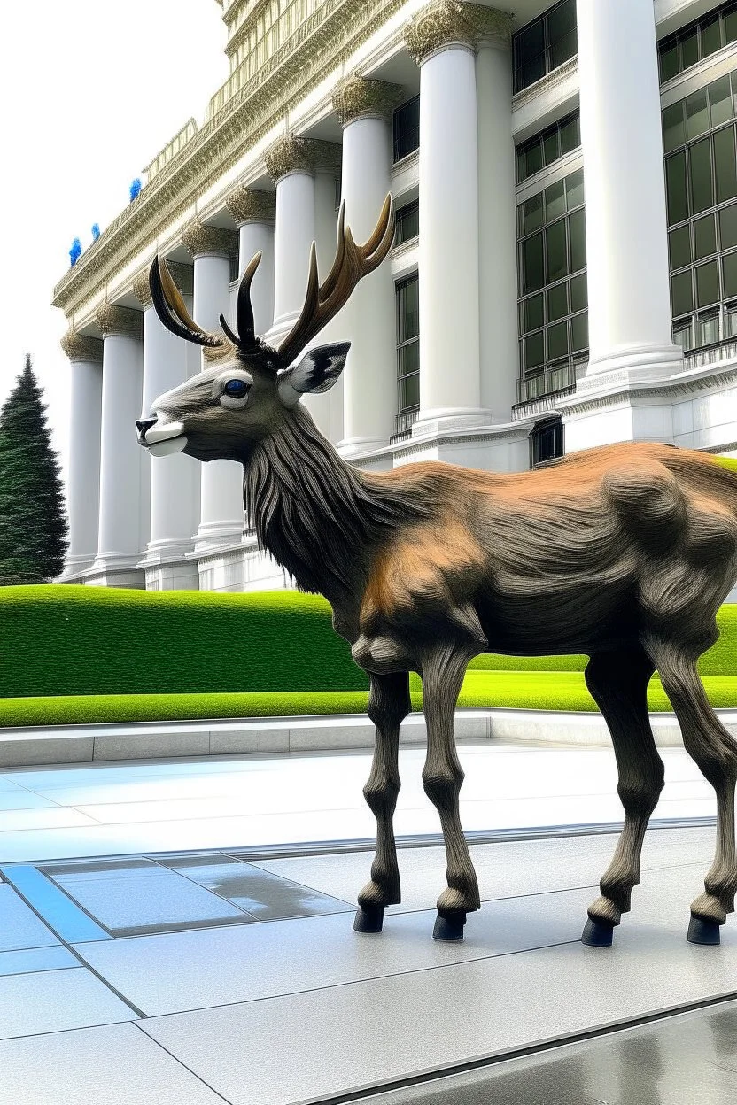 A realistic reindeer standing in front of congress