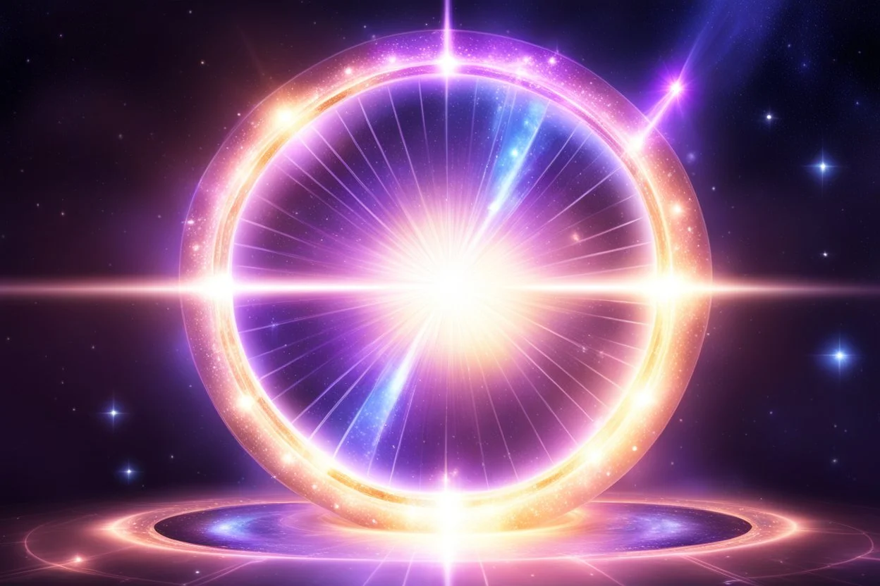 a magic bright portal shine into the cosmo with a big vertical radius of light