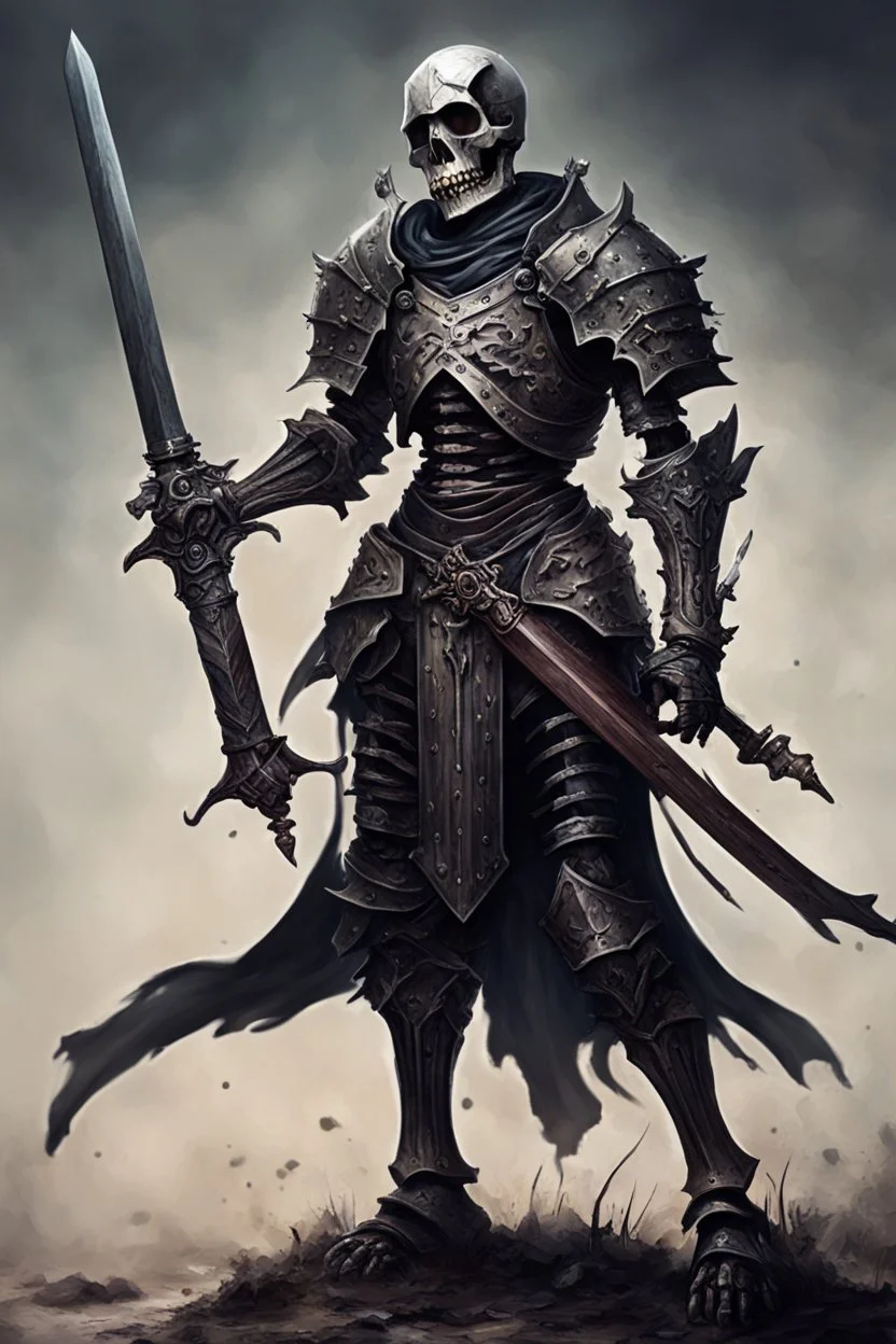 dark age armored skeleton knight with sword , death incarnate