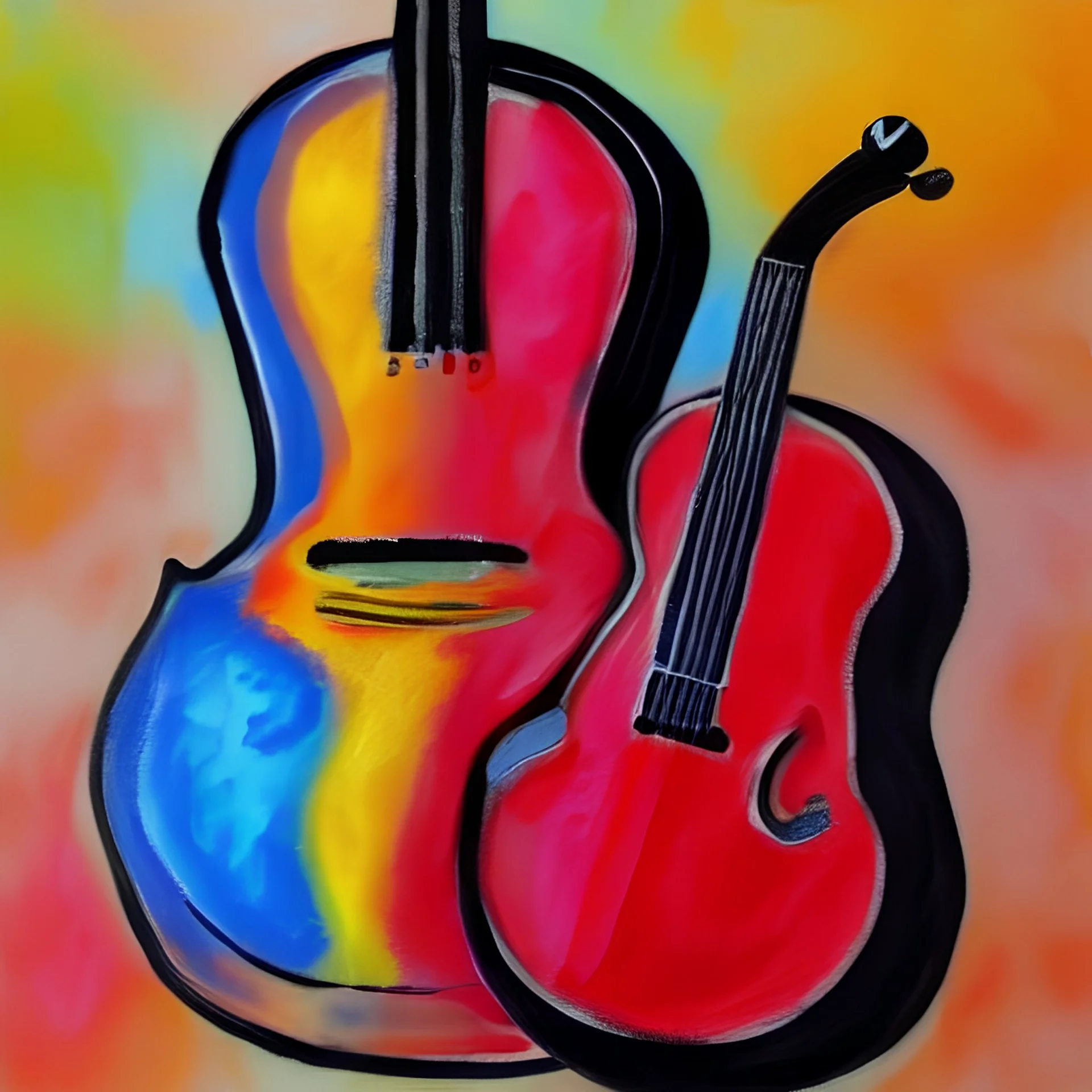 Abstract painting of Bluegrass instruments