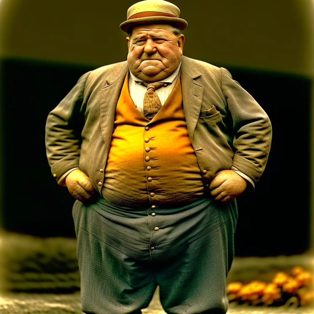 a fat ugly 1920s union man colorized