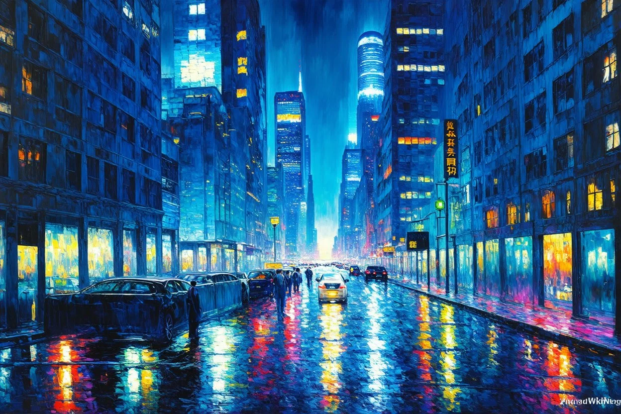 Night, City, sci-fi, future, claude monet impressionism paintings